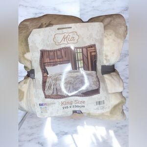 Beige cream cow print western Plush  king size Blanket Thick Soft Warm NWT